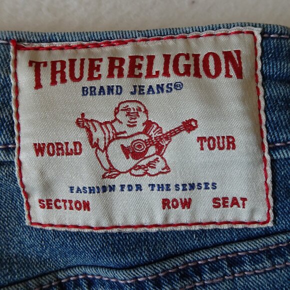 True Religion Jennie Curvy Jeans Women's Size 28x29 Blue Denim Rhinestone Pocket - Picture 9 of 14